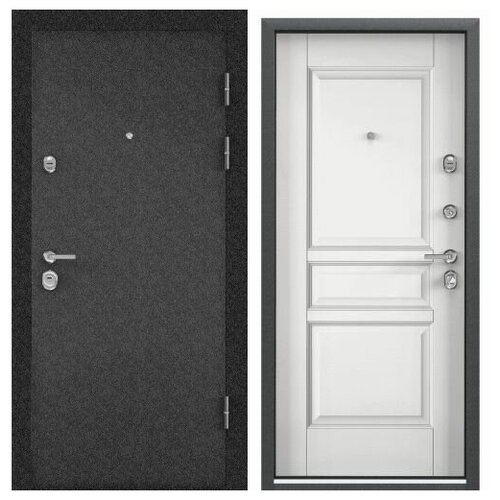 Дверь входная для квартиры Torex Ultimatum-М MP 950х2070, правый, тепло-шумоизоляция, антикоррозийная защита, замки 4-го класса защиты, черный/белый