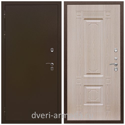 Входные двери Армада Дверь входная уличная в дом Армада Термо Молоток коричневый/ ФЛ-2 Дуб белёный для дачи на заказ двухконтурная