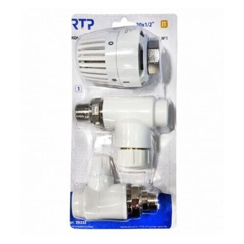 Комплект клапан термостатический+клапан запорный (прямой)+термостатическая головка, 25х3/4', РосТурПласт 28234 lnd