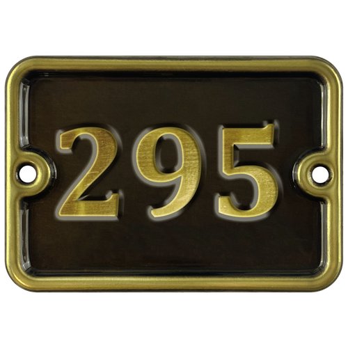 Номер на дверь '295', самоклеющийся, 8х10 см, из латуни, лакированный. Все цифры в наличии.