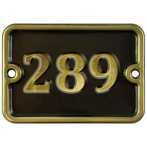 Номер на дверь '289', самоклеющийся, 8х10 см, из латуни, лакированный. Все цифры в наличии.