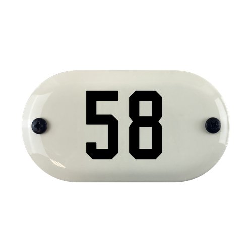 Номер на дверь '58' Ретро, из стали, 6х11 см, самоклеющийся, эмалированный. Все цифры в наличии.