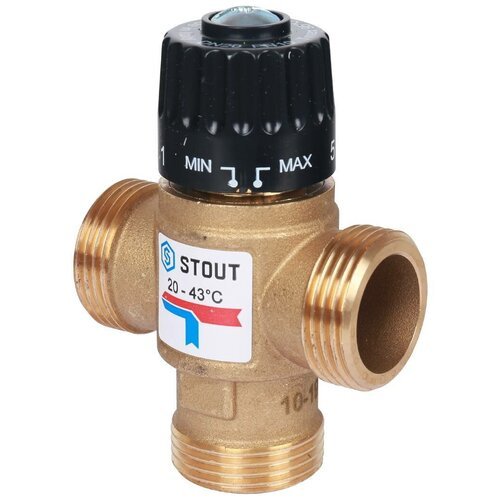 Клапан (вентиль) термостатический Stout (SVM-0120-254325) подмешивающий 1 НР(ш) для систем отопления и ГВС 20-43 °С KVs 2,5