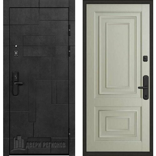 Входная дверь Regidoors флагман доминион Florence 62002 'Серена светло-серый' с электронным биометрическим замком 870x2040, открывание правое