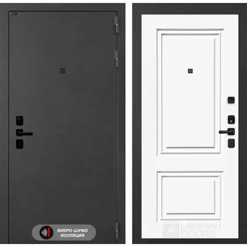 Входная дверь ACUSTIC с внутренней панелью 26 RAL 9003, эмаль 16 мм, размер по коробке 960х2050, левая