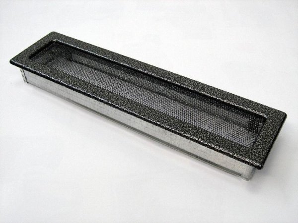 Вентиляционная решетка для камина Kratki 11х42 черная/хром пористая 42CS