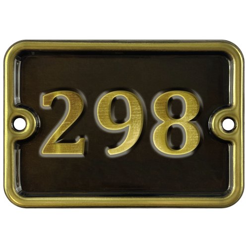 Номер на дверь '298', самоклеющийся, 8х10 см, из латуни, лакированный. Все цифры в наличии.