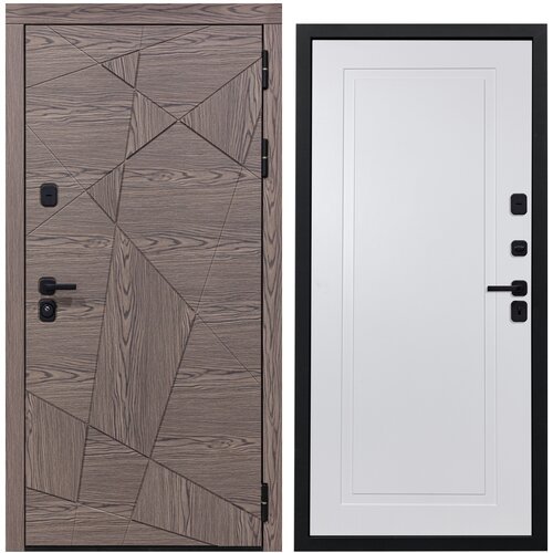 Дверь входная металлическая DIVA 97/2 2050x960 Правая Дуб коньяк - Н10 Белый Софт, тепло-шумоизоляция, антикоррозийная защита для квартиры