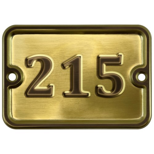 Цифра дверная '215' самоклеющаяся, 8х10 см, из латуни, штампованная, лакированная. Все цифры в наличии.