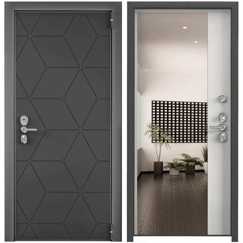Дверь входная для квартиры Torex Ultimatum NEXT 950х2050, правый, тепло-шумоизоляция, антикоррозийная защита, замки 4-го класса защиты, черный/белый