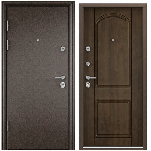 Дверь входная для квартиры Torex Ultimatum MP 880х2050, левый, тепло-шумоизоляция, антикоррозийная защита, замки 4-го класса защиты, цвет коричневый