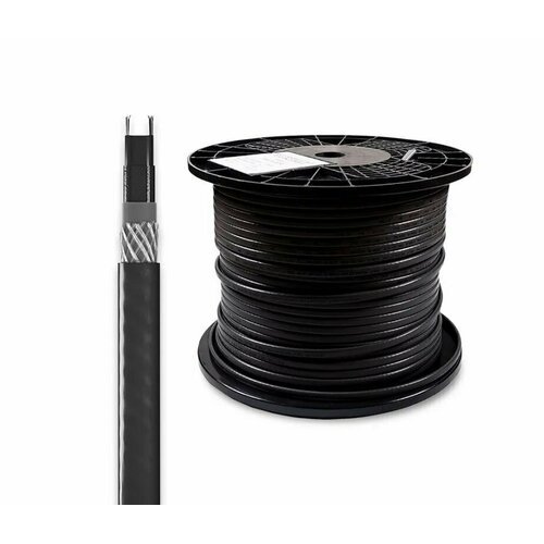 Саморегулирующийся греющий кабель на трубу, 5м 40Вт-2CR/ С экраном/ Черный