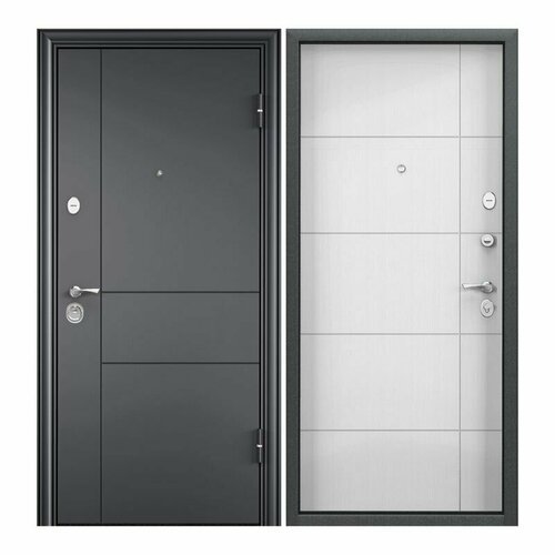Дверь входная для квартиры Torex Flat M 1000х2100 правый, тепло-шумоизоляция, антикоррозийная защита, серый/бежевый