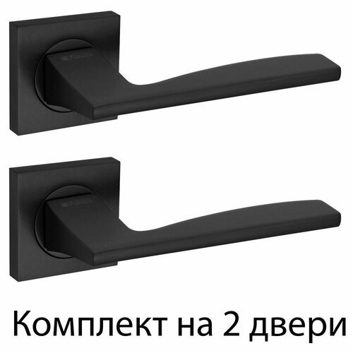 Ручка для межкомнатных дверей раздельная Fuaro ROCK KM BL-24 черный (комплект на 2 двери)