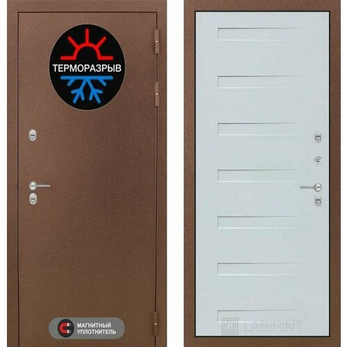 Входная дверь Labirint Термо Магнит 14 'Дуб кантри белый горизонтальный' 880x2050, открывание левое