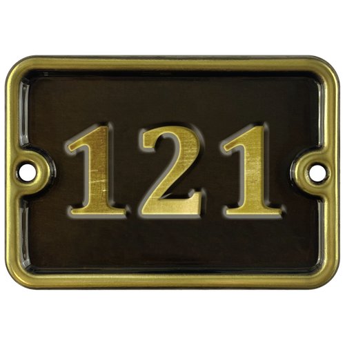 Цифра дверная '121' самоклеющаяся, 8х10 см, из латуни, штампованная, лакированная. Все цифры в наличии.