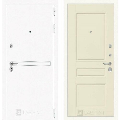 Входная дверь Labirint Лайн WHITE 03 'Крем софт' 880x2050, открывание левое