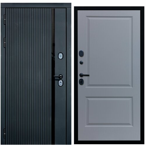 Дверь входная металлическая DIVA ДХ-46 2050x860 Левая Черный кварц - Д7 Силк маус, тепло-шумоизоляция, антикоррозийная защита для квартиры