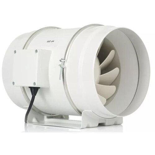 Малошумный канальный вентилятор Dastech HF-200P (производительность 840 м³/час, давление 352 Па, уровень шума 63 Дб)