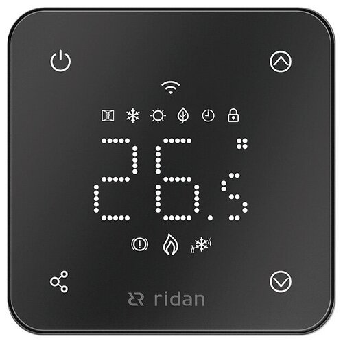 Комнатный термостат Ридан RSmart-FB с Wi-Fi подключением 230V, встраиваемый, черный