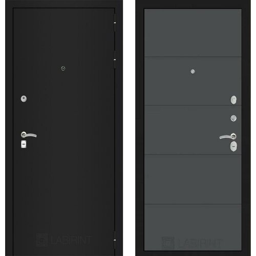 Входная дверь Labirint Classic 'Шагрень черная' 13 'Графит софт' 960x2050, открывание левое