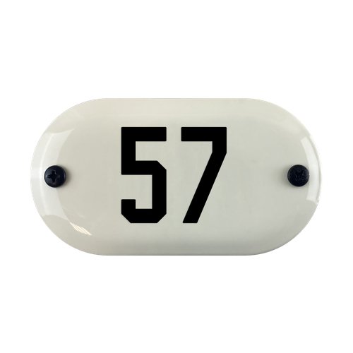 Номер на дверь '57' Ретро, из стали, 6х11 см, самоклеющийся, эмалированный. Все цифры в наличии.