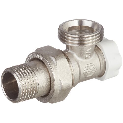Клапан (вентиль) запорный угловой Stout (SVL-1166-000015) 1/2 ВР(г) х 3/4 НР(ш) для радиатора под евроконус никелированный