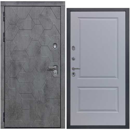 Дверь входная металлическая DIVA 51 2050x860 Левая Бетон Темный - Д7 Силк Маус, тепло-шумоизоляция, антикоррозийная защита для квартиры