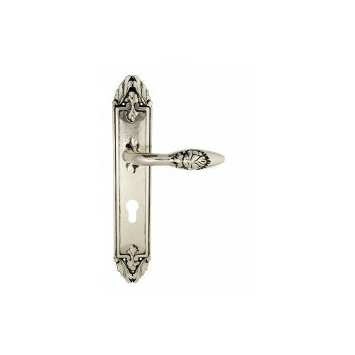 Дверная ручка Venezia 'CASANOVA' CYL на планке PL90 натуральное серебро + черный