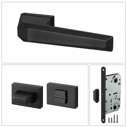 Комплект дверных ручек Armadillo STONE_UCS_BL-26_UN, черный (ручка + завертка WC + магнитный замок)