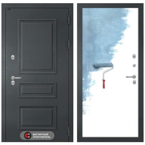 Входная металлическая дверь для дома с терморазрывом ATLANTIK с внутренней панелью 28 грунт под покраску, размер по коробке 880х2050, правая