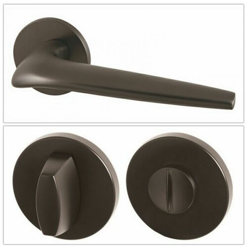 Комплект дверных ручек Armadillo TWIN_URS_BPVD-77_W, вороненый никель (ручка + завертка WC)
