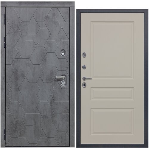 Дверь входная металлическая DIVA 51 2050x860 Левая Бетон Темный - Д13 Софт Шампань, тепло-шумоизоляция, антикоррозийная защита для квартиры