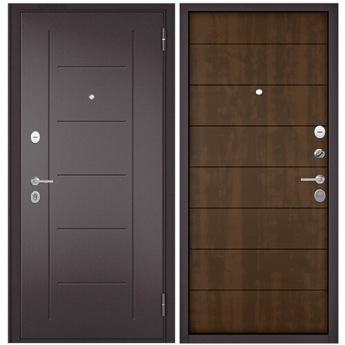 Дверь входная для квартиры Torex Family Optima 860х2050, правый, тепло-шумоизоляция, антикоррозийная защита, замки 2-го и 3-го класса, черный/белый