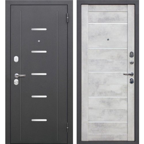 Входная дверь Ferroni 7,5 см Гарда Серебро Бетон Снежный Царга (960мм) левая