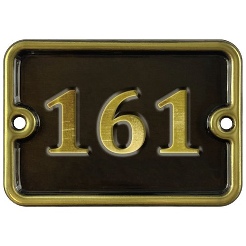Номер на дверь '161', самоклеющийся, 8х10 см, из латуни, лакированный. Все цифры в наличии.