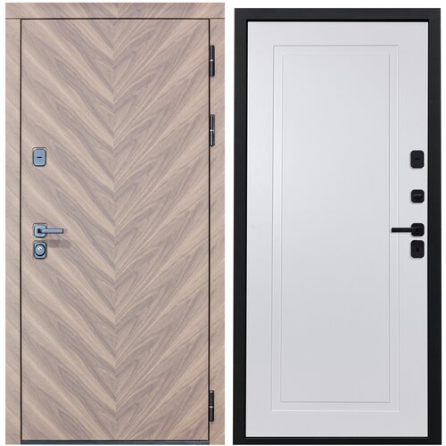 Дверь входная металлическая DIVA 98 2050x960 Правая Орех шоколадный - Н10 Белый Софт, тепло-шумоизоляция, антикоррозийная защита для квартиры
