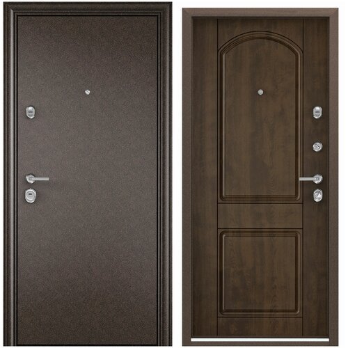 Дверь входная для квартиры Torex Ultimatum MP 880х2050, правый, тепло-шумоизоляция, антикоррозийная защита, замки 4-го класса защиты, коричневый