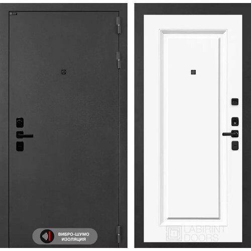 Входная дверь ACUSTIC с внутренней панелью 27 RAL 9003, эмаль 16 мм, размер по коробке 960х2050, левая