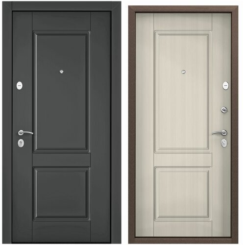 Дверь входная для квартиры Torex Delta-M 10 950х2050, правый, тепло-шумоизоляция, антикоррозийная защита, замки 4-го и 2-го класса, черный/бежевый