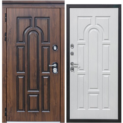 Дверь входная металлическая DIVA ДХ-31 2050x960 Левая Дуб темный - Альберо браш грей, тепло-шумоизоляция, антикоррозийная защита для квартиры и дома