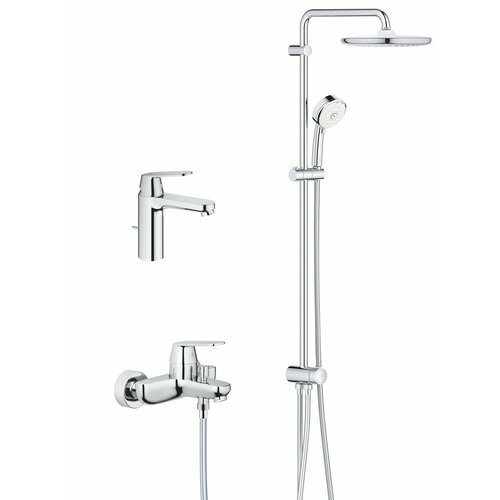 Комплект смесителей для ванны с тропическим душем Grohe Eurosmart Cosmopolitan Professional 250 с донным клапаном