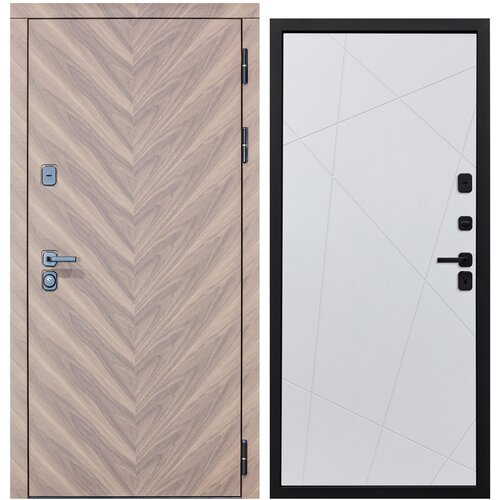 Дверь входная металлическая DIVA 98 2050x860 Правая Орех шоколадный - Д11 Белый Софт, тепло-шумоизоляция, антикоррозийная защита для квартиры