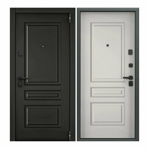 Дверь входная для квартиры Torex Comfort X 880х2050 правый, тепло-шумоизоляция, антикоррозийная защита, замки 4-ого класса, черный/белый