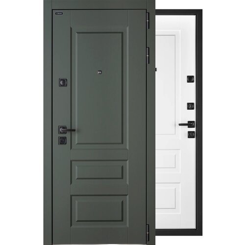 Входная металлическая дверь Олива с внешней МДФ-панелью, 96*205, белый матовый с левосторонним открыванием