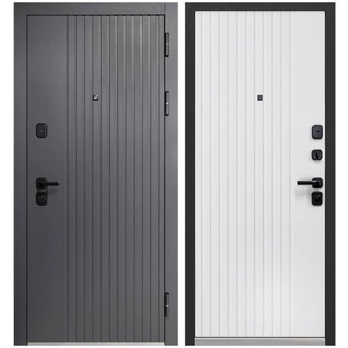 Дверь входная Ferroni Luxor Вертикаль правая графит - эмалит белый 960х2050 мм